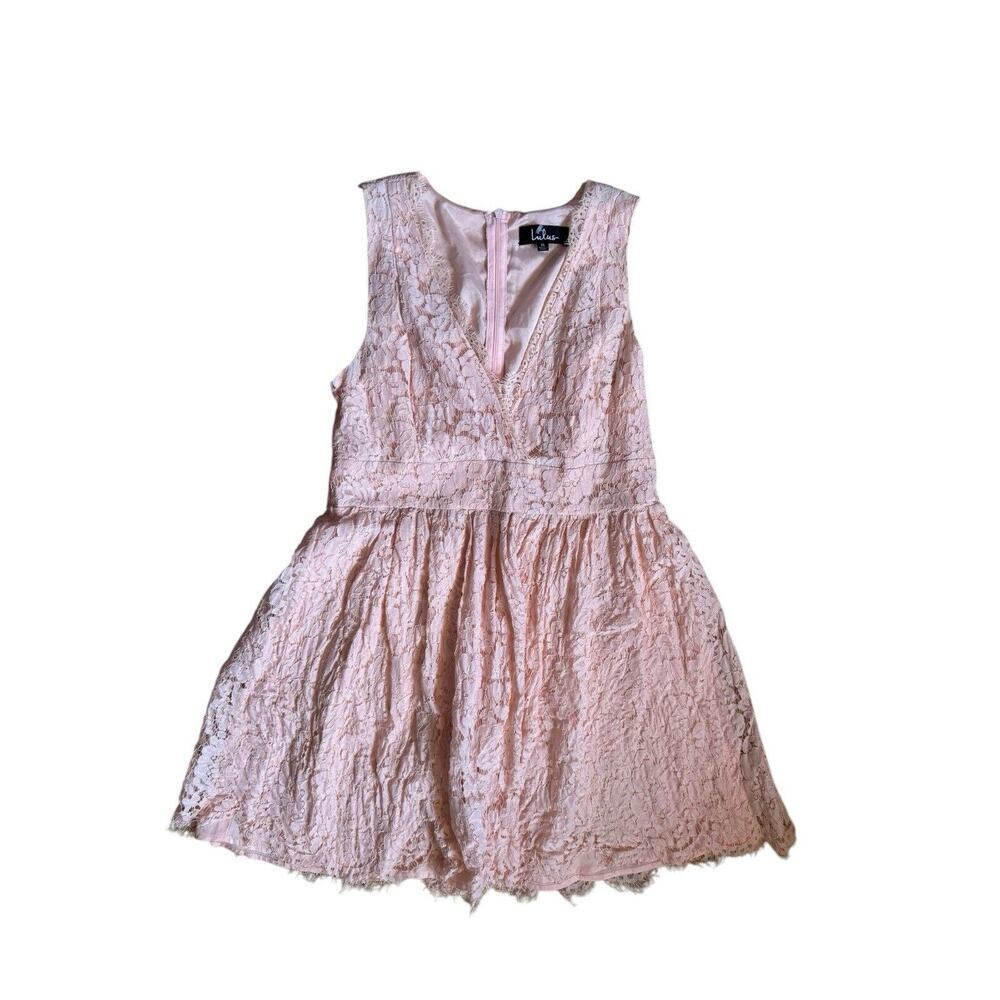 Lulu NWT Pinkish Coral Mini Lace Overlay Dress XL